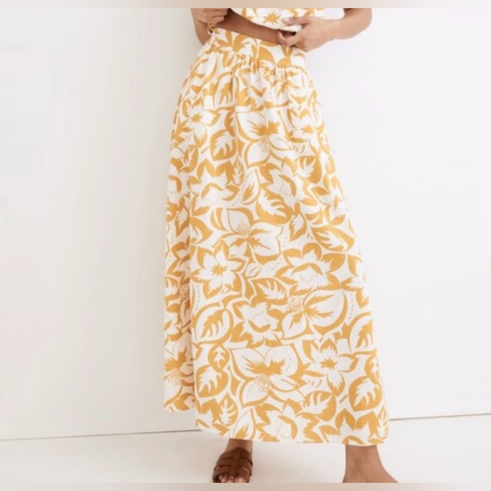 Madewell Yellow Floral Maxi Skirt